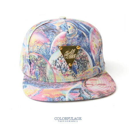 美式嘻哈 迷幻油畫感花紋面料設計 板帽 棒球帽 平沿帽 可調式頭圍 柒彩年代【NH177】中性款