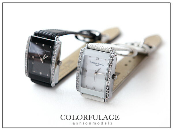Valentino范倫鐵諾方形水鑽錶