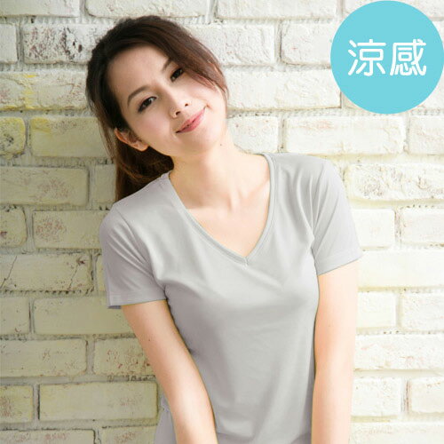 ROUAN柔安 台灣製冰涼衣-短袖V領T恤(灰)(MA0188H)