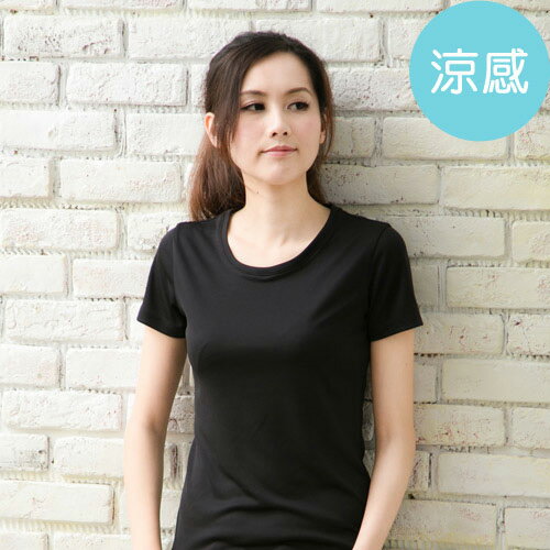 ROUAN柔安 台灣製冰涼衣-短袖圓領T恤(黑)(MA0189N)