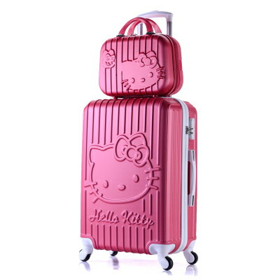 24吋+14吋 共6色Hello Kitty 登機化妝包 拉桿輕量型子母行李箱 (有密碼鎖) 免運 by ［樂活芫創］