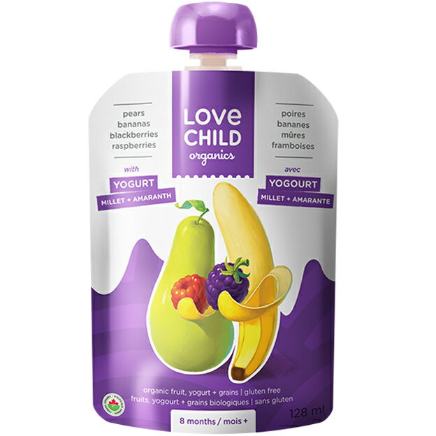 【Love Child】加拿大寶貝泥 嬰幼兒有機鮮萃生機蔬果泥 優格寶- 原味優格+西洋梨+香蕉+黑莓+覆盆莓