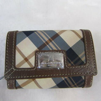 ~雪黛屋~Kinloch Anderson 英國專櫃品牌零錢+證件包 100%進口牛皮+專利格紋緹花布 KA-62310 咖