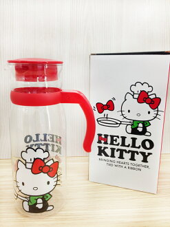 【真愛日本】15100800026耐熱玻璃瓶-廚師 三麗鷗 KITTY 凱蒂貓 玻璃瓶 水瓶 瓶罐 生活用品