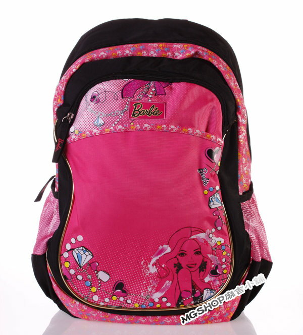 正版Disney 迪士尼芭比公主 後背包 書包 旅遊包 BL0101-桃紅黑色款/單售