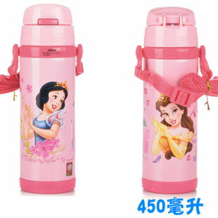 Disney 迪士尼 不鏽鋼水壺/軟管兒童水壺450ML(粉色公主款5763)單售