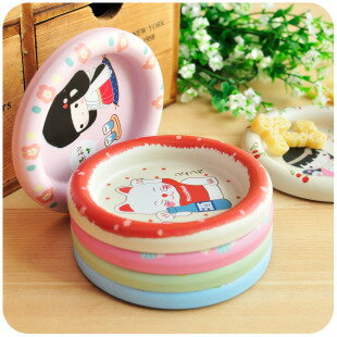 可愛日本娃娃 卡通圓形 馬口鐵杯墊-6入組