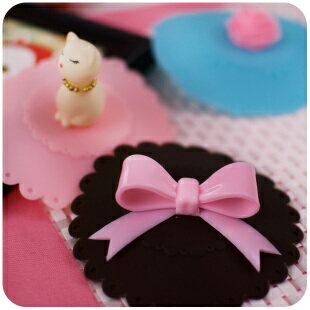 可愛蝴蝶結&貓咪&玫瑰矽膠防漏杯蓋/創意密封杯蓋-9款/單售