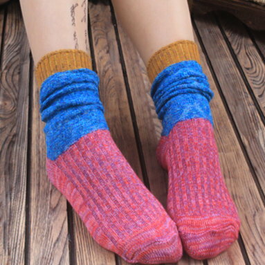 日韓系復古粗線襪民族風森林系全棉襪子女襪堆堆襪襪-5色/單售