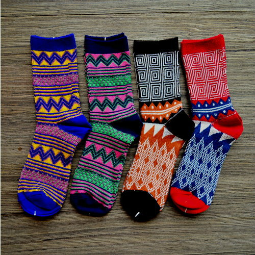 日本民族風雙針襪子森系復古堆堆襪靴襪女襪-4色/單售
