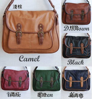 新款日本樂天雙扣復古郵差包斜揹包 男女適用-多色/單售