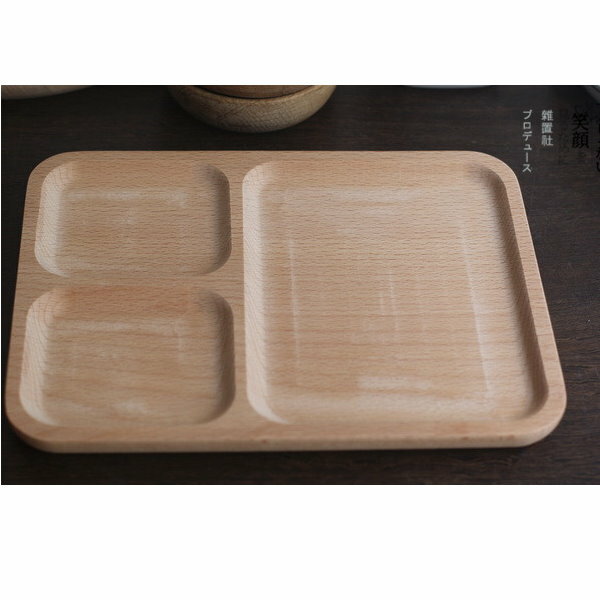 日式 櫸木分隔餐盤木盤水果盤 早餐盤點心盤方形25*18.5cm
