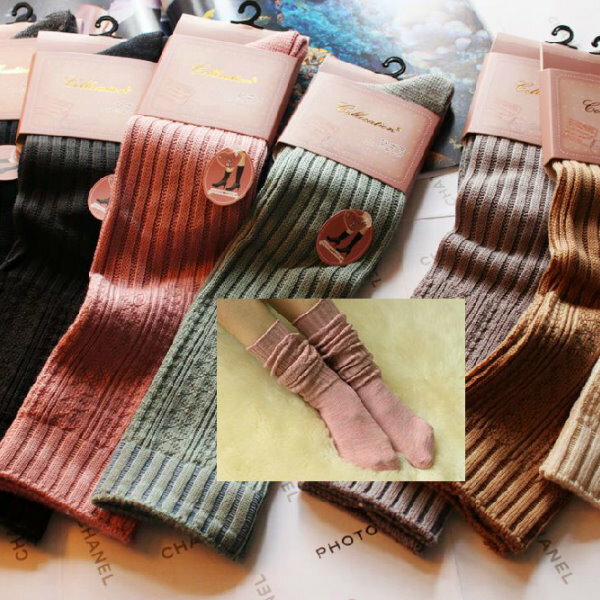 日韓系 復古棉質中筒堆襪 女襪 短襪 /單售
