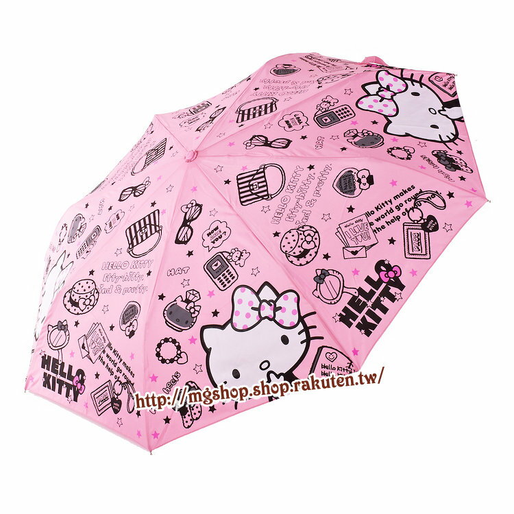 正版原裝 凱蒂貓 Hello Kitty 兒童雨傘 三折傘-淡粉化妝款