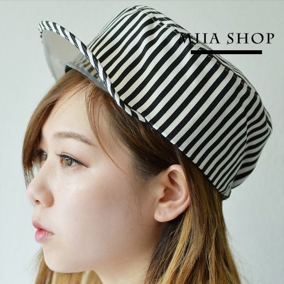 日韓新款 潮流 棒球帽 平沿帽 街舞嘻哈滑板帽 條紋海軍風款4色-單售