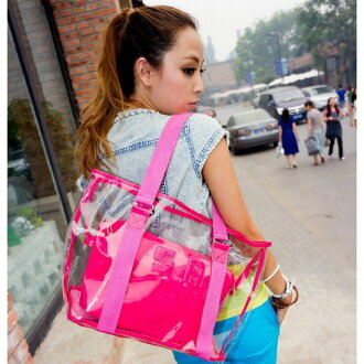 2012韓版新款女包包夏日透明包/網包水晶包 街頭休閒手提單肩包 沙灘大包-(4款/單售))