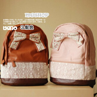 日本新款 森林系 蕾絲碎花蝴蝶 結碎花內襯雙肩包/後背包-3色(單售)