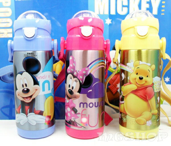 2012新款Disney 迪士尼 不鏽鋼保溫杯/吸管水壺480ML(米奇/米妮/小熊維尼)單售
