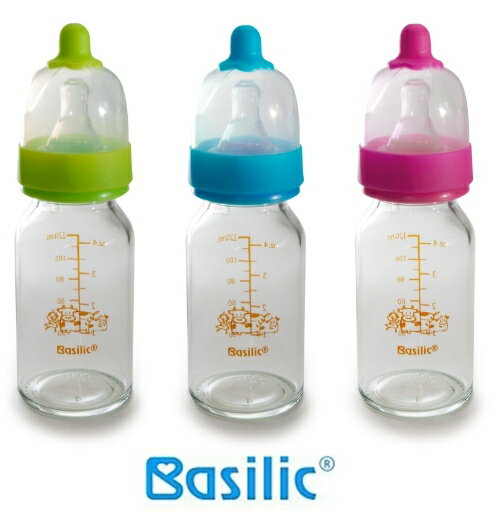 貝喜力克 Basilic 標準防脹氣晶鑽玻璃奶瓶 120ml 三色 D229