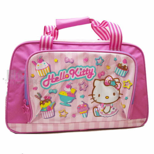 【唯愛日本】14022100019 旅行袋-KT冰淇淋 三麗鷗 Hello Kitty 凱蒂貓 行李袋 登機包 正品