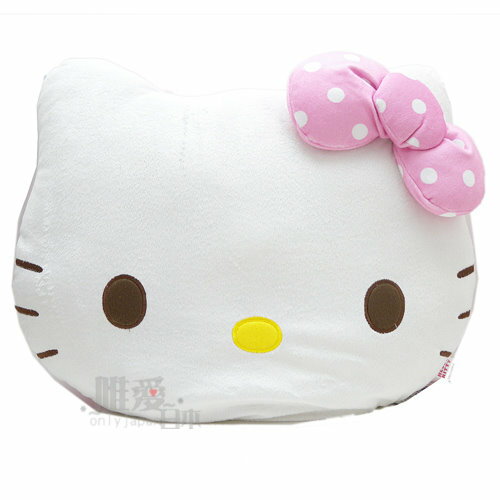 ＜KT 唯愛日本＞12062900017 大臉造型抱枕-點點粉結 三麗鷗 Hello Kitty 凱蒂貓 靠枕 坐墊 正品