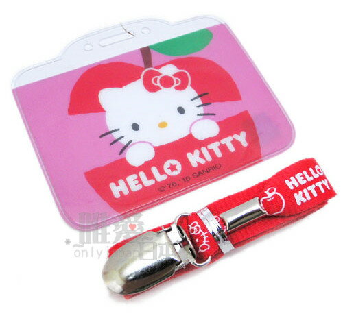 ＜KT生活館＞A0072900027 三麗鷗 Hello Kitty 凱蒂貓 織帶証件套組-蘋果粉 悠遊卡套 台灣製