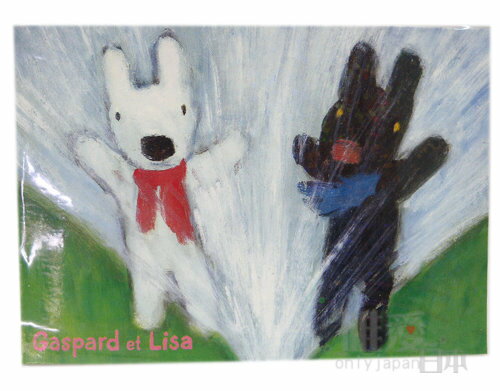 *~Gaspard et Lisa博物館~*B1042800005 麗莎&賈斯伯 黑白狗 名信片-噴水池 明信片 日本製