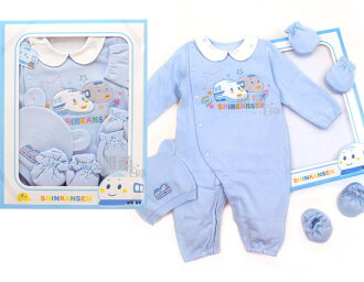 <KT生活館>A11120900011 中絨布翻領曲線兩用裝禮盒組 新幹線連身兔裝 帽子 手腳套彌月禮盒