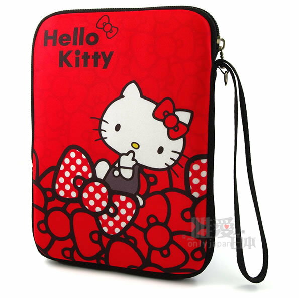 【唯愛日本】12112800003 筆電保護套-蝴蝶結紅7吋 三麗鷗 Hello Kitty 凱蒂貓 防震套 防塵套  