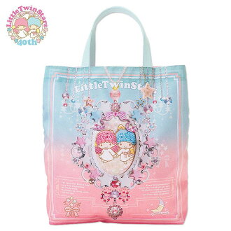 【唯愛日本】15012200031 手提袋-星星吊飾粉藍 三麗鷗家族 Kikilala 雙子星 收納袋 外出袋 正品 限量