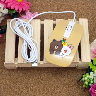 【真愛日本】15030300001 有線滑鼠-趴姿咖 LINE公仔 饅頭人兔子熊大 電腦周邊 正品 限量