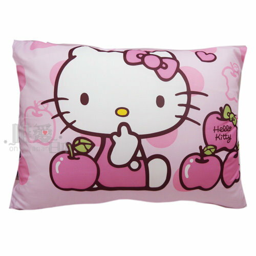 【唯愛日本】13070900002 中枕-粉紅蘋果粉 三麗鷗 Hello Kitty 凱蒂貓 枕頭 大枕頭 寢具用品