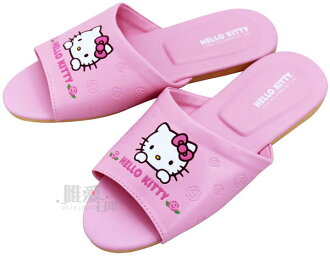 【唯愛日本】室內皮拖-玫瑰粉24/25/26 (大人) 三麗鷗 Hello Kitty 凱蒂貓 防滑拖鞋 脫鞋