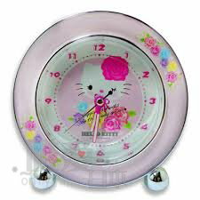 【唯愛日本】13112800013 浪漫玫瑰花園貪睡鬧鐘 三麗鷗 Hello Kitty 凱蒂貓 擺鐘 時鐘 正品