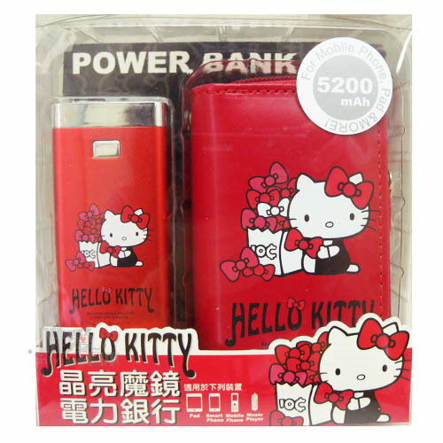 【真愛日本】14022700002電力銀行-晶亮魔鏡紅 三麗鷗 Hello Kitty 凱蒂貓 行動電源 手機充電器