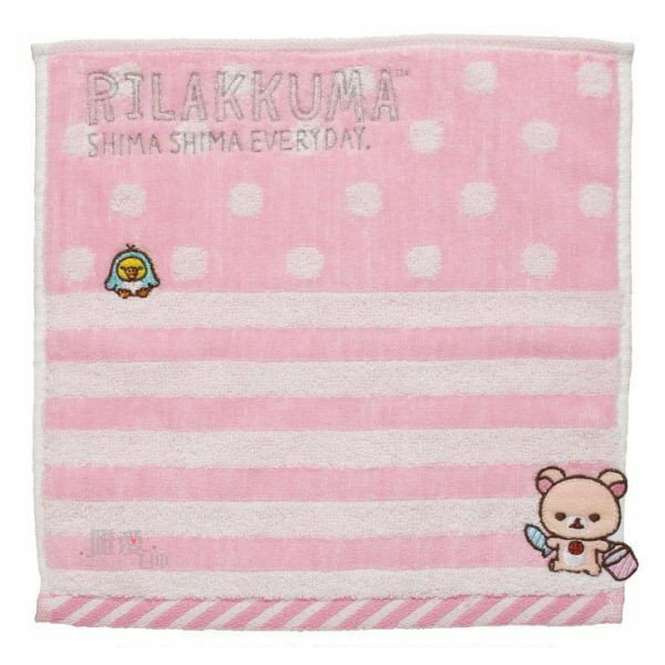 【唯愛日本】14030800026 方巾-北極奶熊粉紅 SAN-X 懶熊 奶妹 奶熊 毛巾 手帕