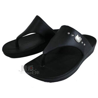 【唯愛日本】童夾腳拖-814673黑17-23 三麗鷗 Hello Kitty 凱蒂貓 兒童拖鞋 海灘鞋 正品