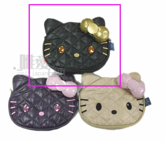 【唯愛日本】 14040400009 聯名菱格兩用迷你包-黑 Hallmark-Kitty聯名款 化妝包 手挽包