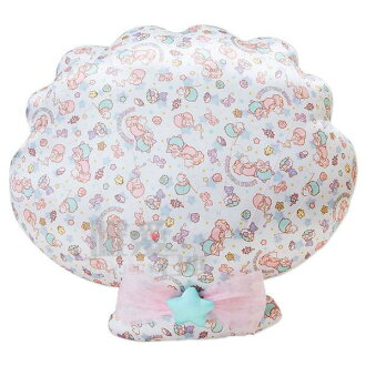 【唯愛日本】14051000011 扇貝造型抱枕-滿版 三麗鷗家族 Kikilala 雙子星 靠枕 枕頭 靠墊