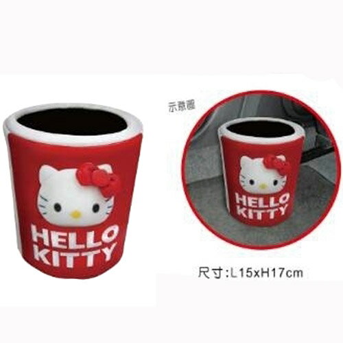 【真愛日本】15082100037	KT經典垃圾桶-紅結白三麗鷗 Hello Kitty 凱蒂貓 垃圾桶日用品正品