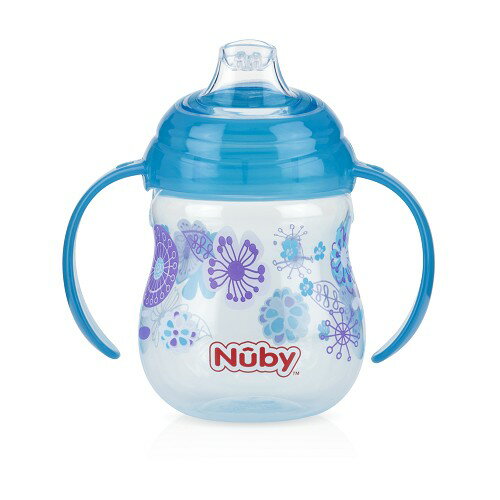 Nuby - 卡拉防漏雙耳飲嘴杯 270ml 藍色幾何款 卡拉杯系列任二件加贈Nuby - 多功能水杯帶!