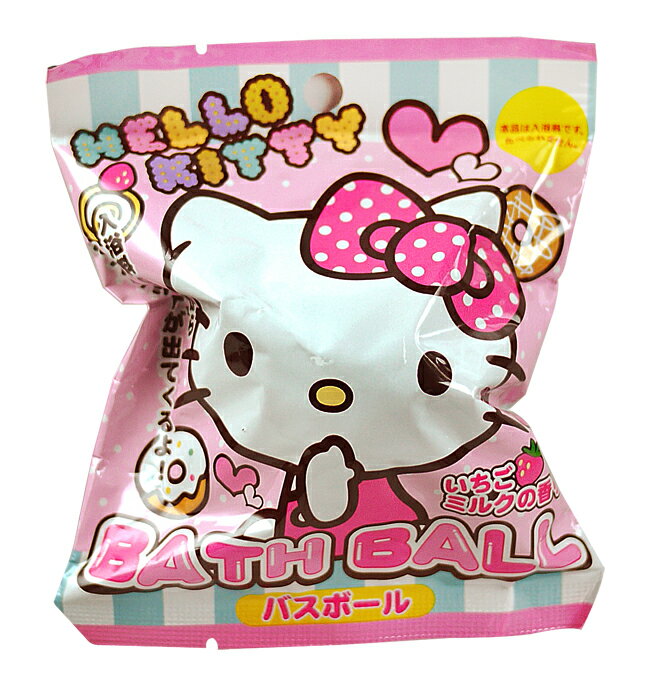 【買10送1可混搭】日本 SANTAN Hello Kitty 2彩色緞帶沐浴球 入浴球 85g 趣味浴玩 ＊夏日微風＊