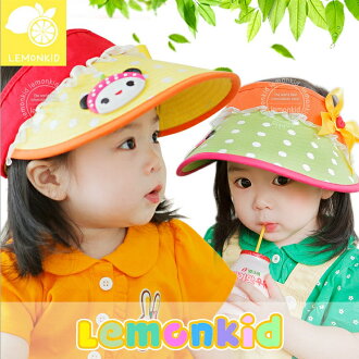 WallFree窩自在正韓超萌可愛娃娃臉點點蕾絲蝴蝶結緞帶兒童帽空頂遮陽帽