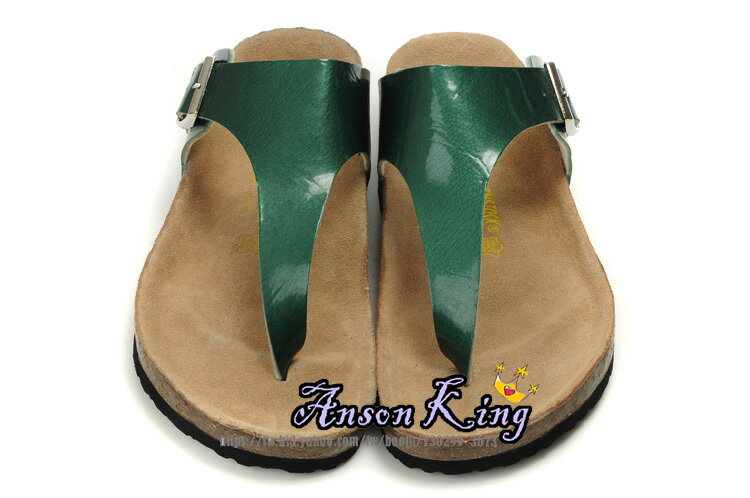 [Anson King]Outlet正品代購birkenstock 男女款 丁字夾腳 海灘 懶人涼拖鞋 綠色亮皮