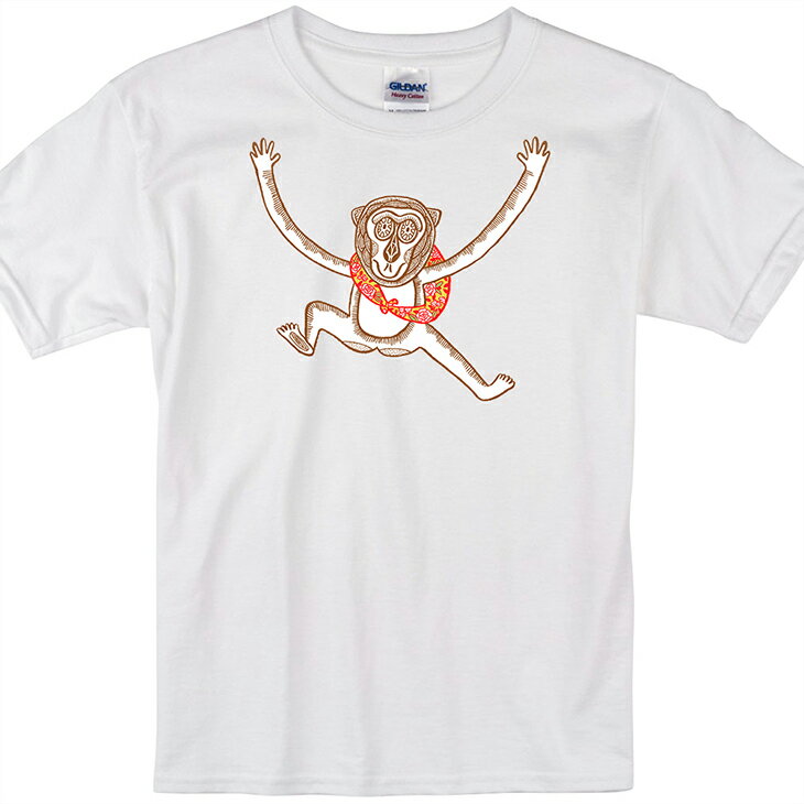 設計師系列 - T恤：【 猴子 】兒童短袖 T-shirt ( 白 )陳孟如