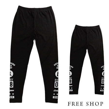 Free Shop【QSPG2552】街頭潮流撞色膠印星星造型文字彈性緊身內搭褲‧黑色 MIT台灣製