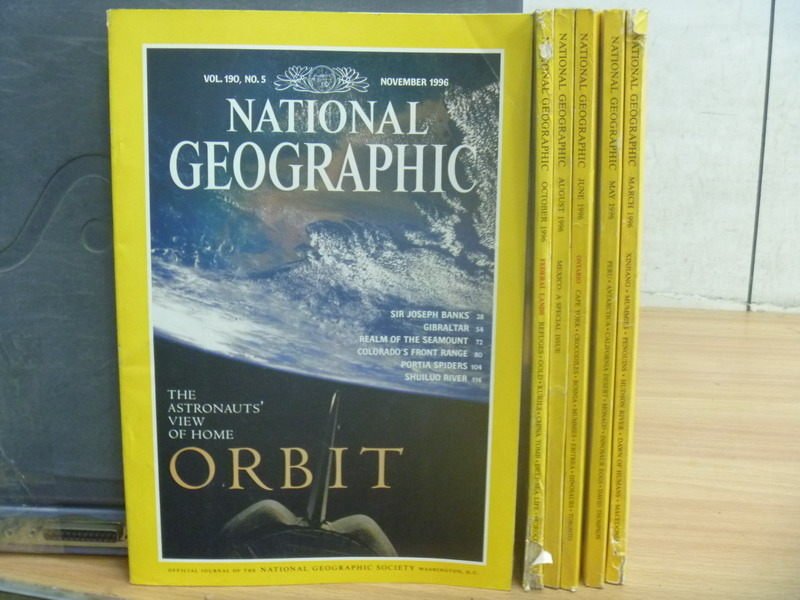 【書寶二手書T1／雜誌期刊_RDK】國家地理雜誌_1996/3~11月間_6本合售_ORBIT等_英文