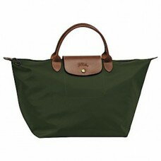 [1623-M號] 國外Outlet代購正品 法國巴黎 Longchamp 短柄 購物袋防水尼龍手提肩背水餃包 軍綠色