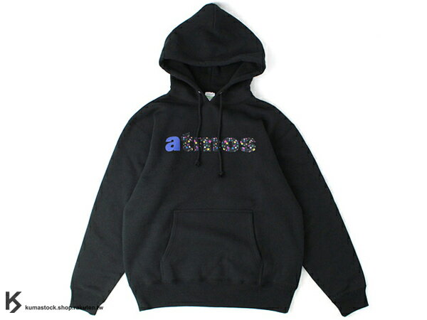 [30% OFF] kumastock 日本直送入荷 現貨 日本原宿鞋舖 atmos STARS LOGO HOODIE 字體 長袖 連帽短T 帽棉T 黑底 彩虹 星星 !