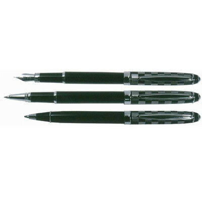 PLATINUM 白金牌 PT-500、WT-400、BT-400 黑色外桿鋼筆+鋼珠筆+原子筆-3支入對筆 / 組